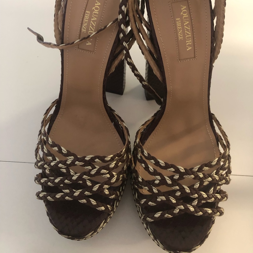 Aquazurra braided leather platform sandals
